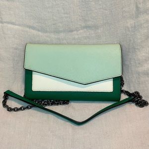 Botkier Cobble Hill Convertible Cross-Body Clutch, Green and White